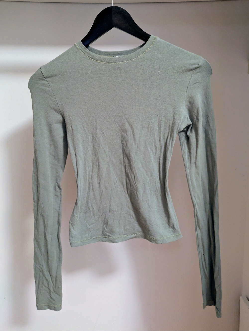 Skims Cotton Jersey Long Sleeve T-Shirt Green Size XS